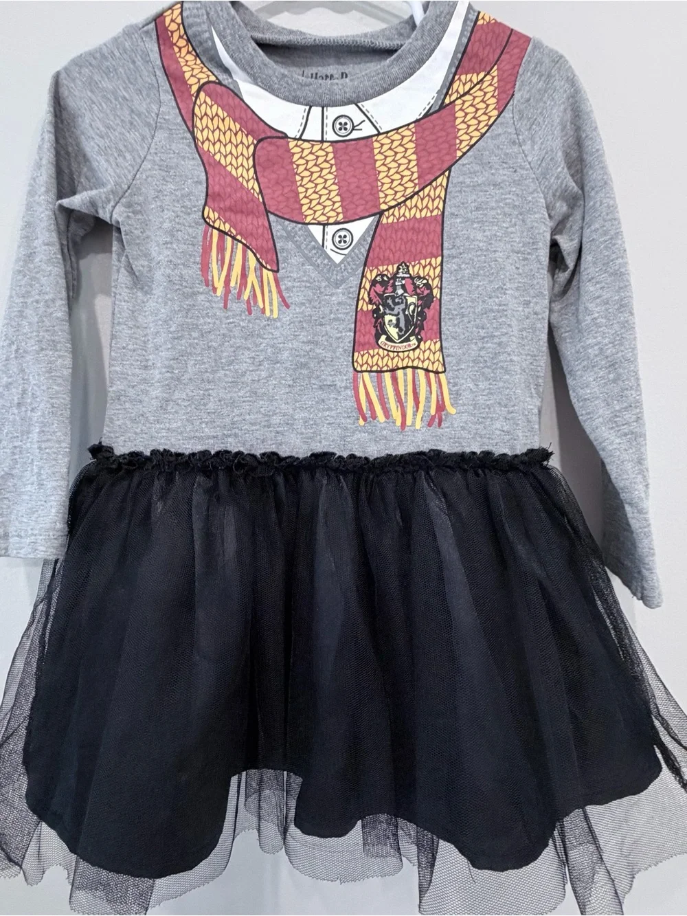 Harry Potter Tulle Kids Costume Dress with Maroon Scarf Print